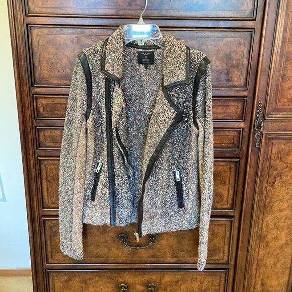 Rag and Bone Lory Knot Leather Trim Leather Jacket - Picture 2 of 13